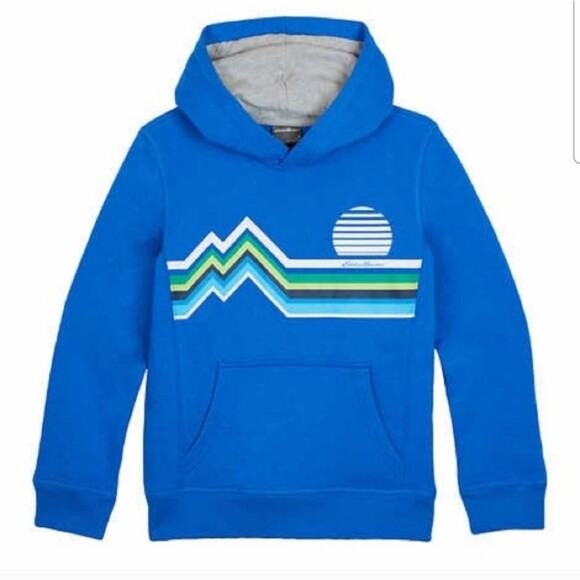 NWOT Eddie Bauer Hoodie w/ Kangaroo Pocket XS (5/6) Blue & Green New Without Tag - Picture 1 of 9